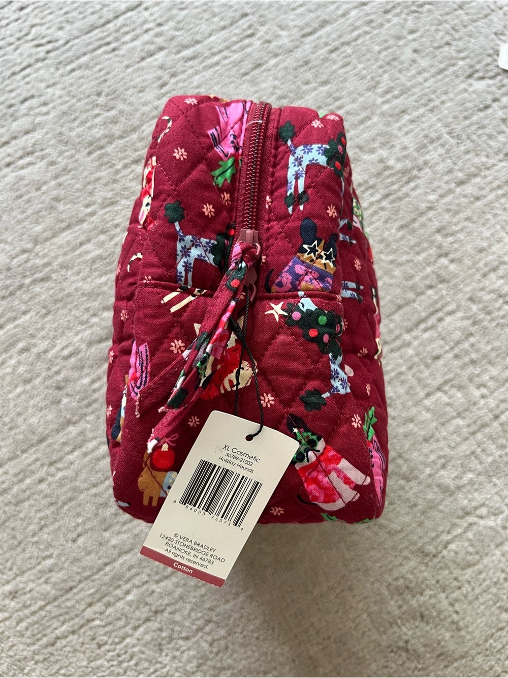 Vera Bradley XL Cosmetic Pouch in Holiday Hounds Print - Picture 5 of 11